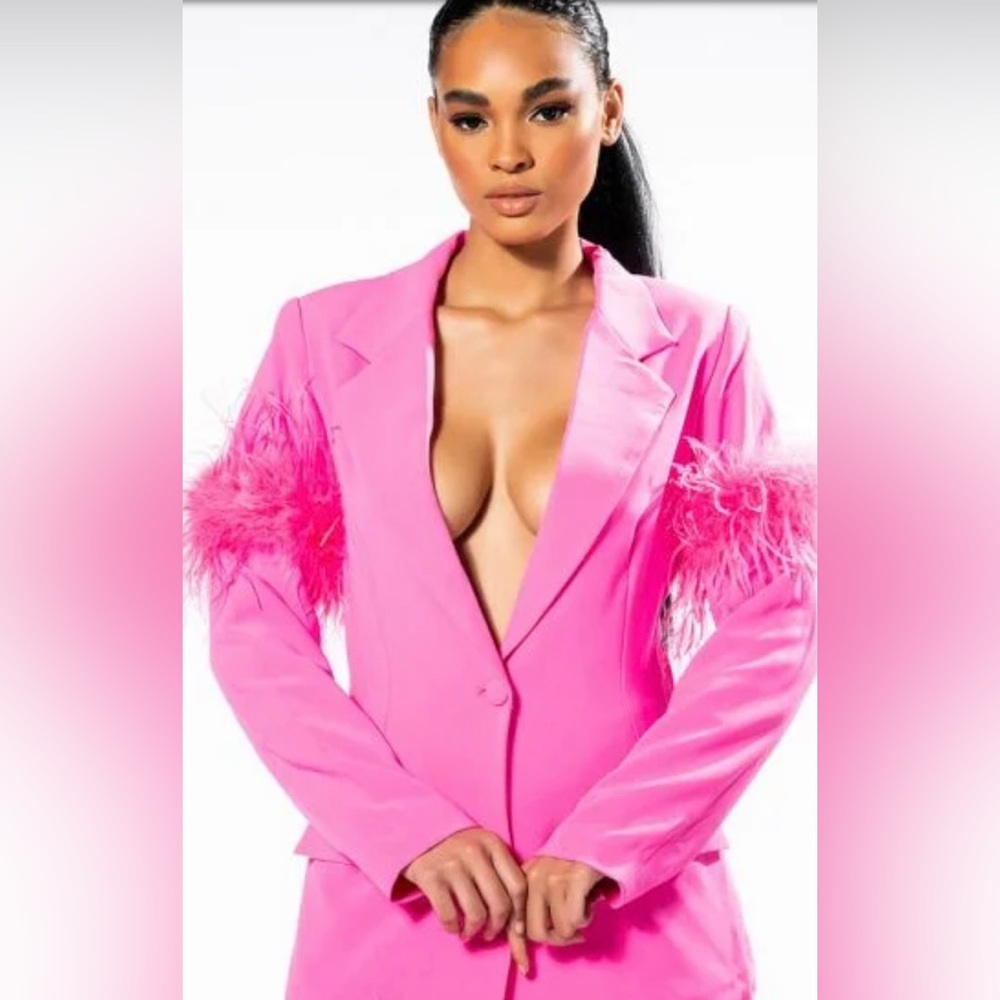 Pink feather blazer size Medium